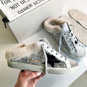 Golden Goose | Shoes | Golden Goose Sabot Leather Glitter Star Slide  Sneakers | Poshmark